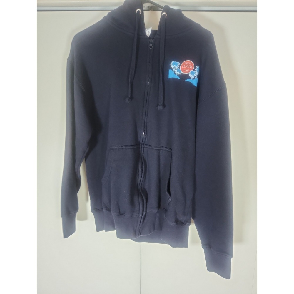 Vintage Catalina Island California Hoodie Medium Navy Blue Avalon Island CA - Picture 5 of 6
